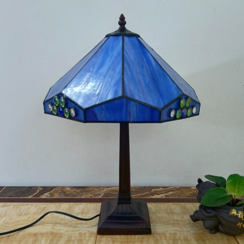 Tapered Round Square Glass Table Lamp