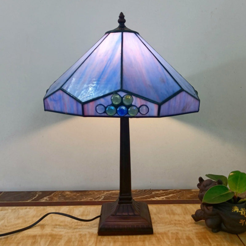 Tapered Round Square Glass Table Lamp
