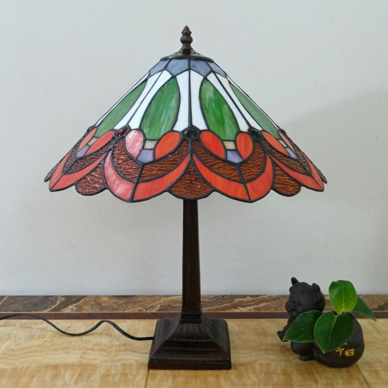 Tapered Round Square Glass Table Lamp