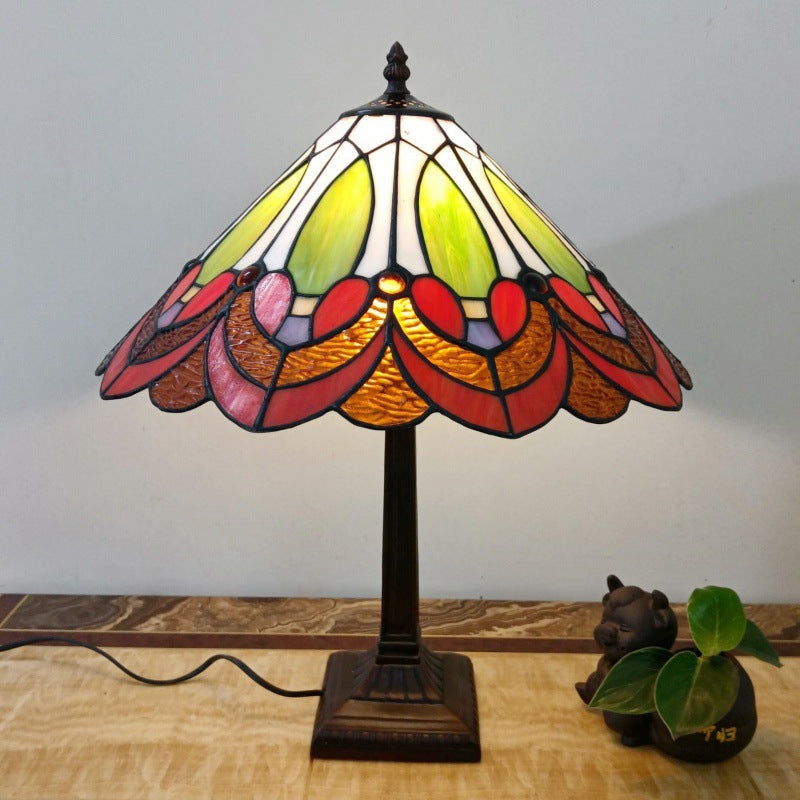 Tapered Round Square Glass Table Lamp