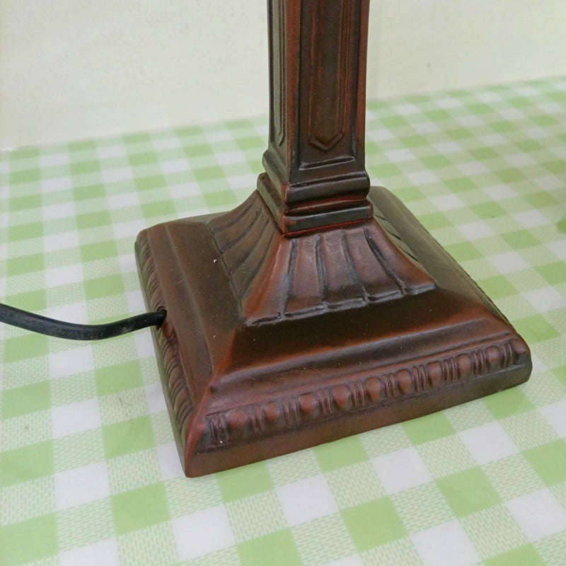 Tapered Round Square Glass Table Lamp
