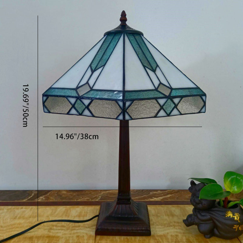 Tapered Round Square Glass Table Lamp