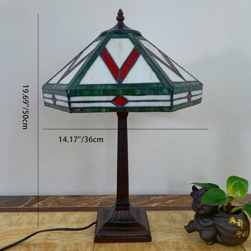 Tapered Round Square Glass Table Lamp