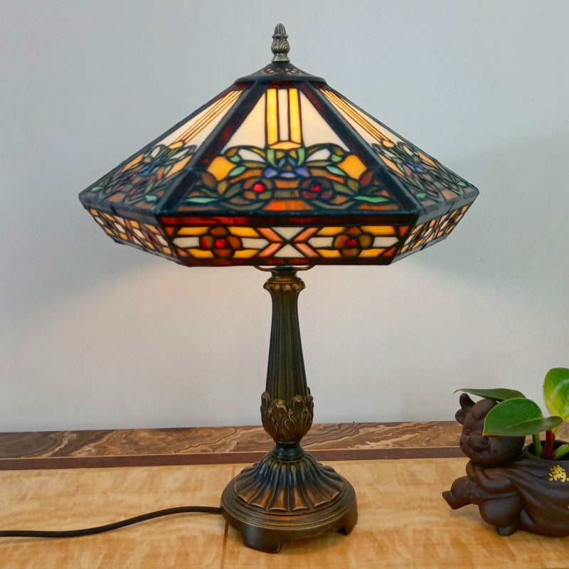 Tapered Round Square Glass Table Lamp