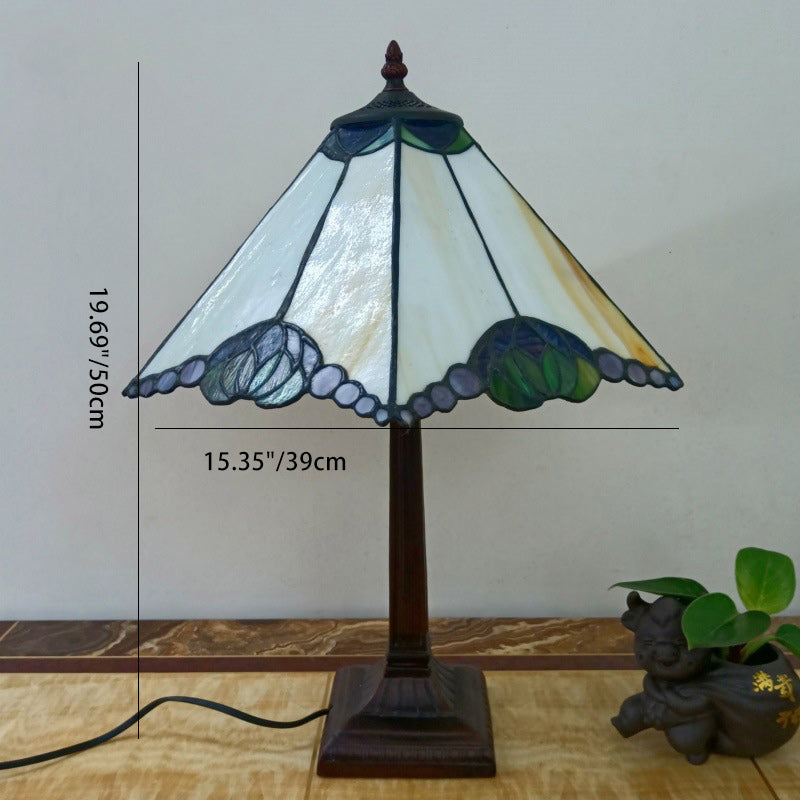 Tapered Round Square Glass Table Lamp