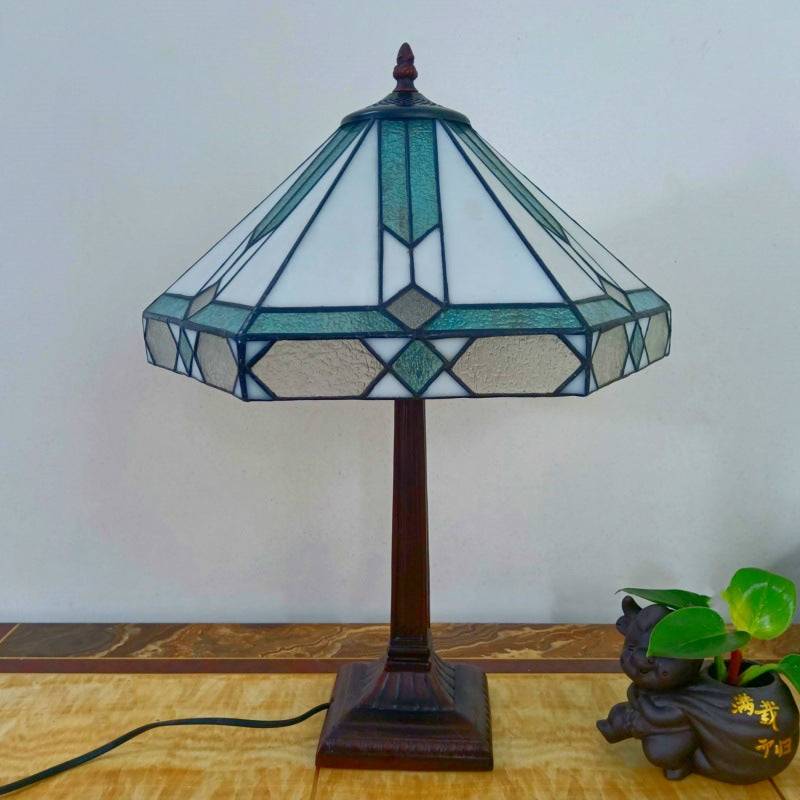 Tapered Round Square Glass Table Lamp