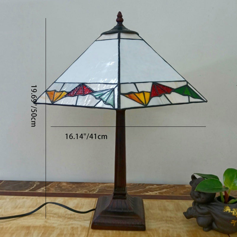 Tapered Round Square Glass Table Lamp