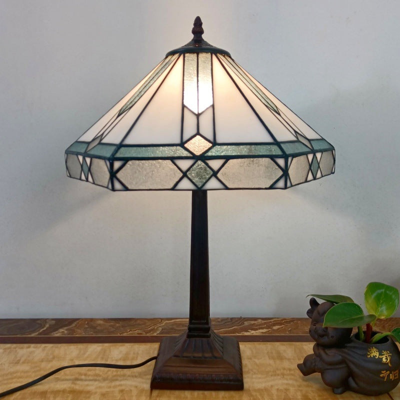 Tapered Round Square Glass Table Lamp