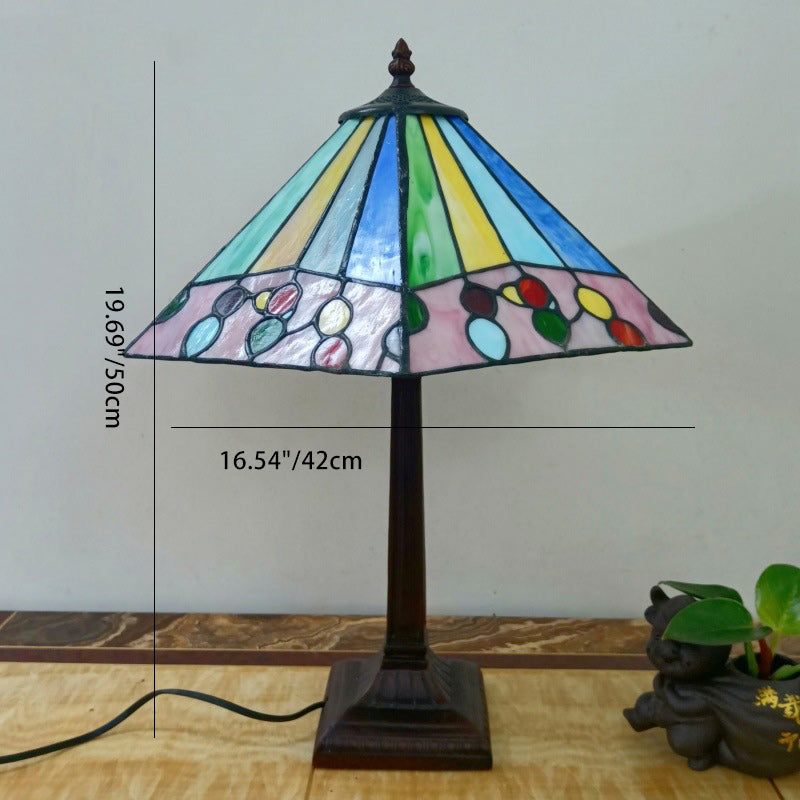 Tapered Round Square Glass Table Lamp