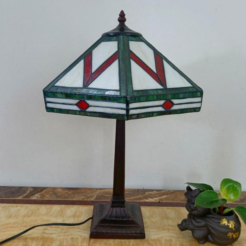 Tapered Round Square Glass Table Lamp