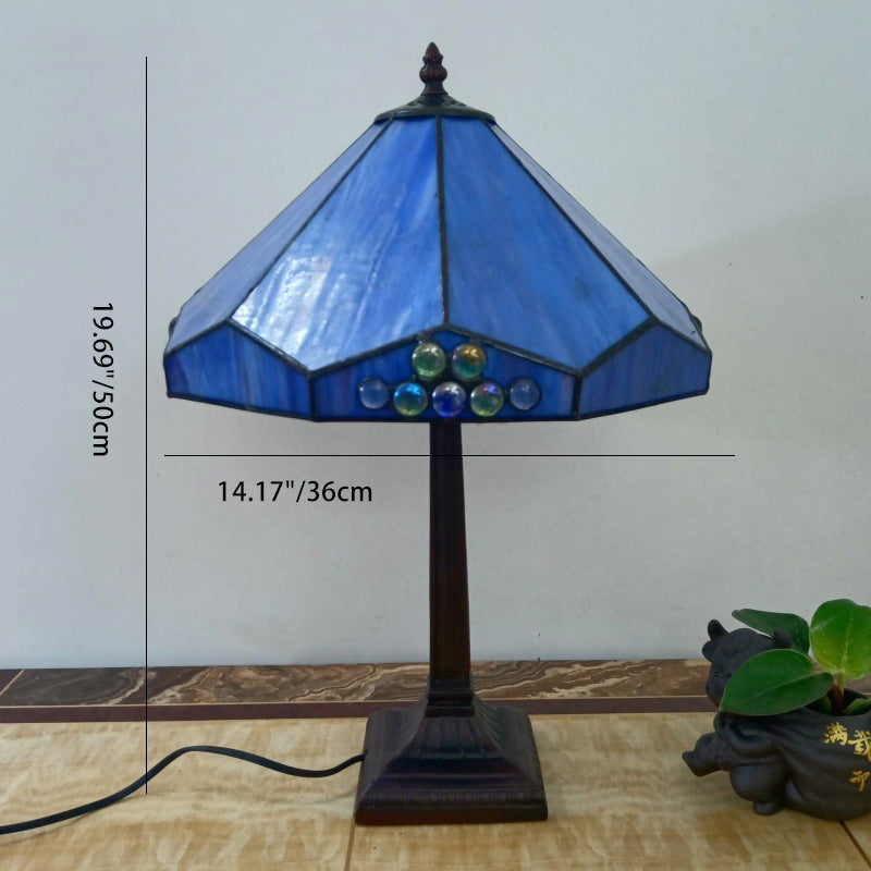 Tapered Round Square Glass Table Lamp