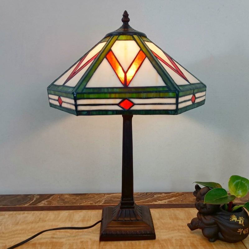 Tapered Round Square Glass Table Lamp