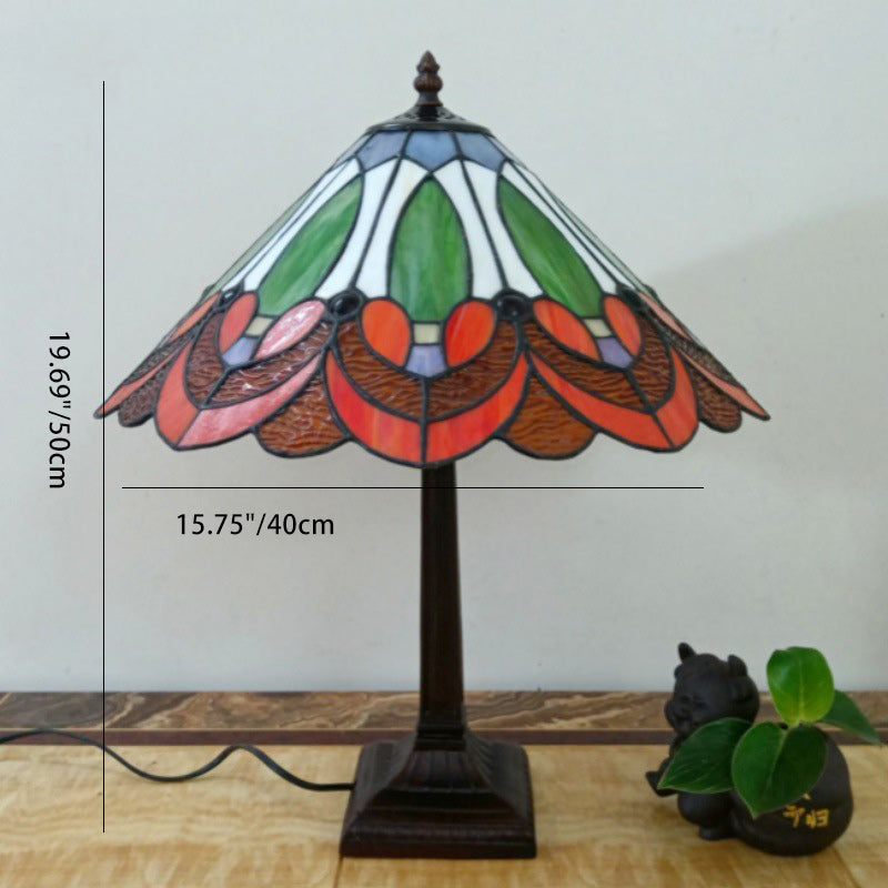 Tapered Round Square Glass Table Lamp