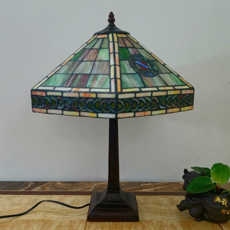 Conical Square Glass Resin Table Lamp