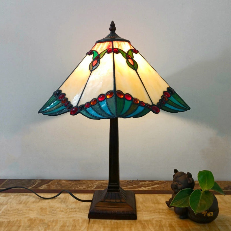 Conical Square Glass Resin Table Lamp