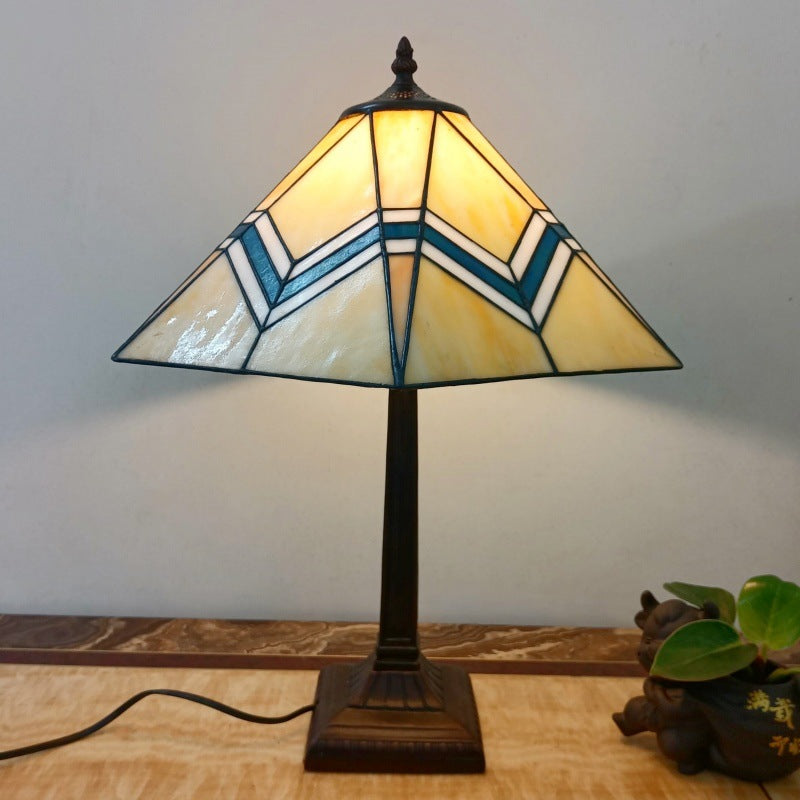 Conical Square Glass Resin Table Lamp