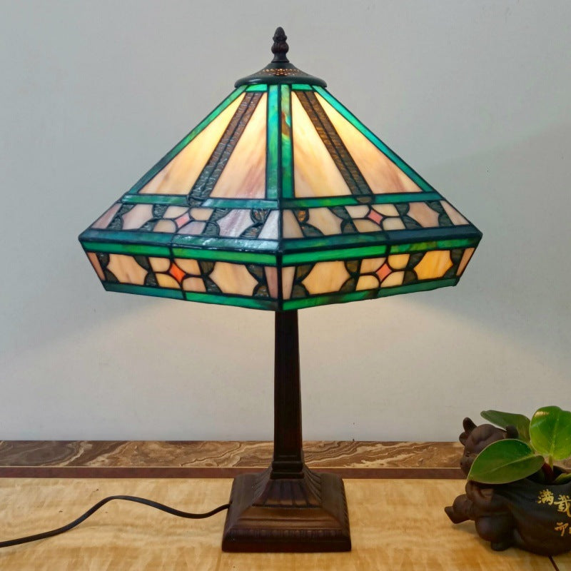Conical Square Glass Resin Table Lamp