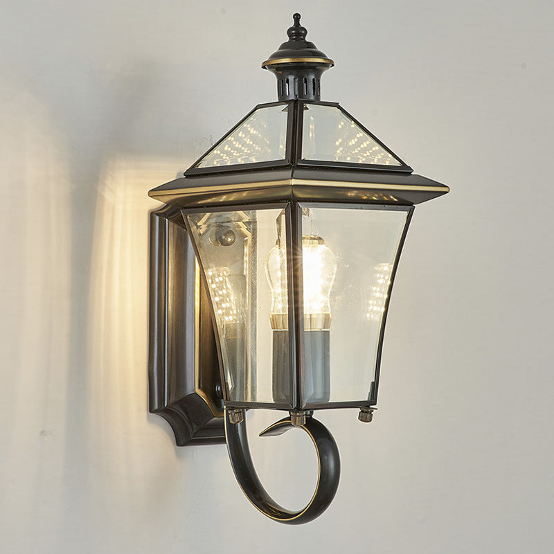 Tapered Square Round Glass Outdoor Light