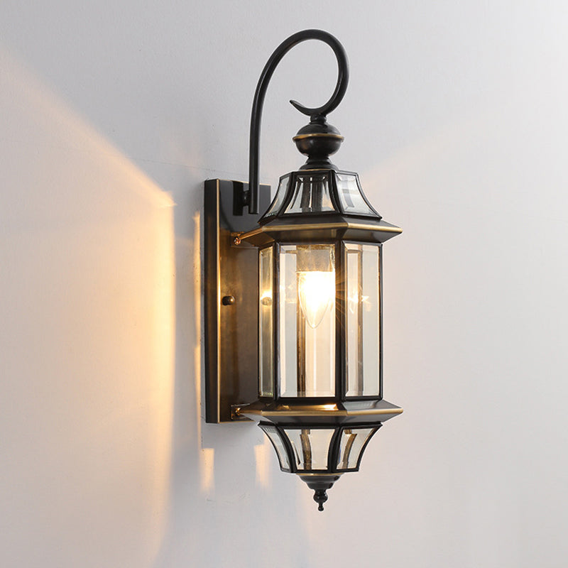 Round Cylinder Glass Copper Outdoor Light