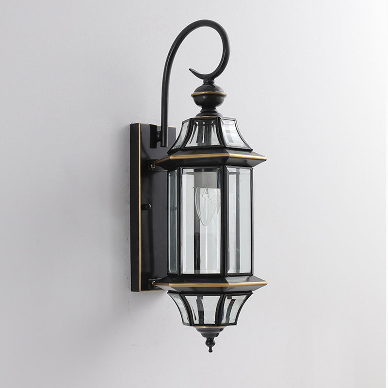 Round Cylinder Glass Copper Outdoor Light
