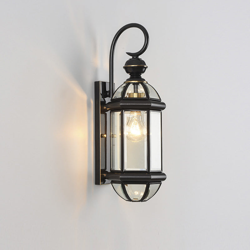Round Cylinder Glass Copper Outdoor Light