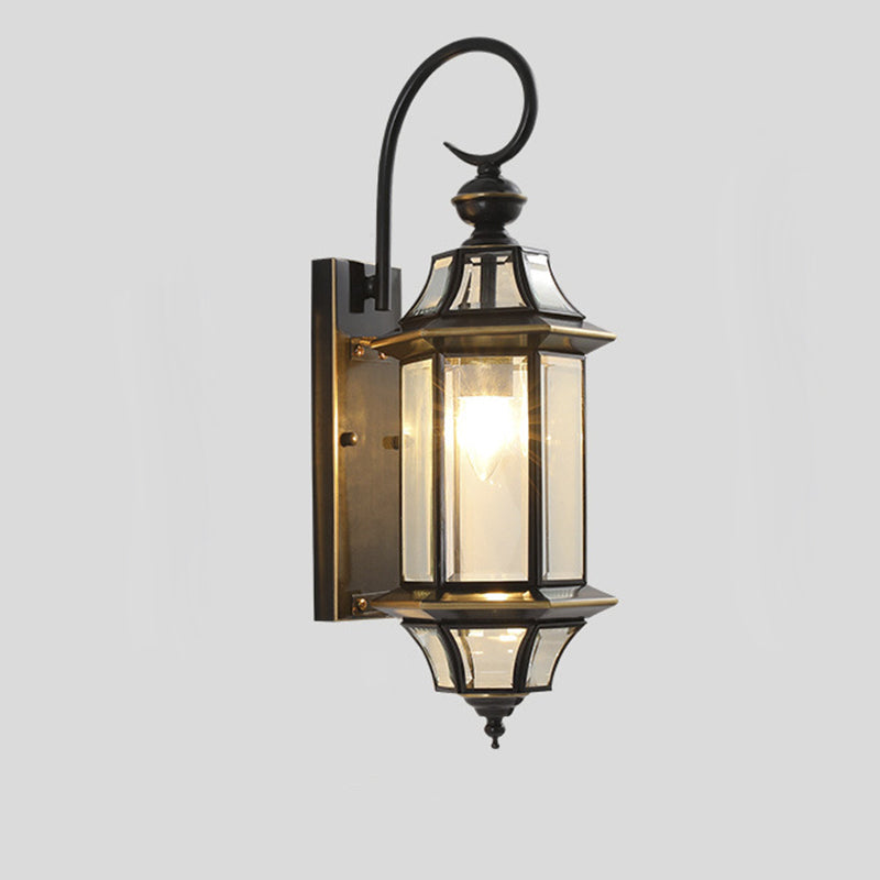 Round Cylinder Glass Copper Outdoor Light