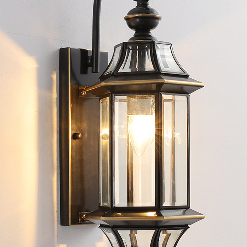 Round Cylinder Glass Copper Outdoor Light