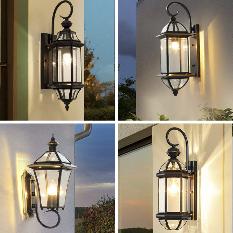 Round Cylinder Glass Copper Outdoor Light