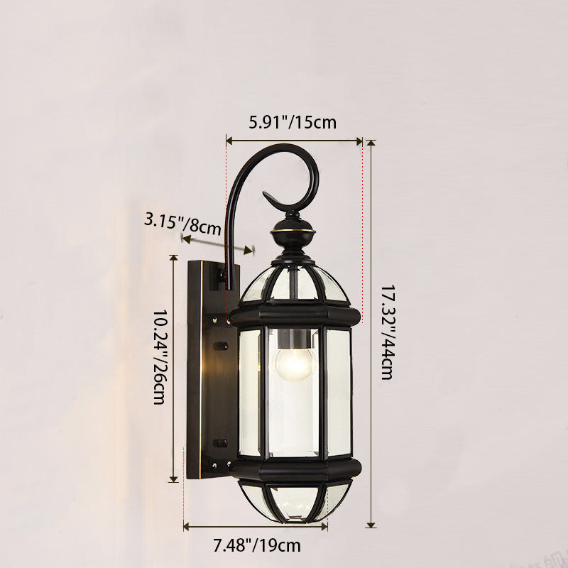 Round Cylinder Glass Copper Outdoor Light