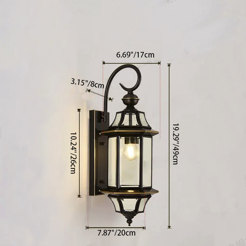 Round Cylinder Glass Copper Outdoor Light