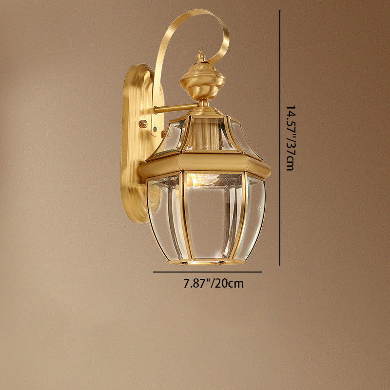 Hexagonal Round Glass Copper Outdoor Light