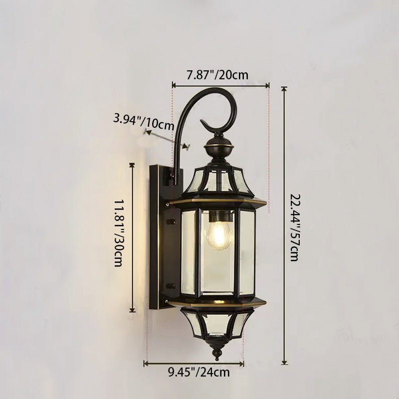 Round Cylinder Glass Copper Outdoor Light