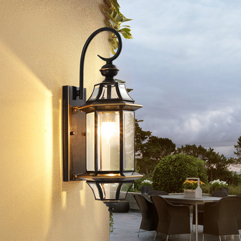 Round Cylinder Glass Copper Outdoor Light