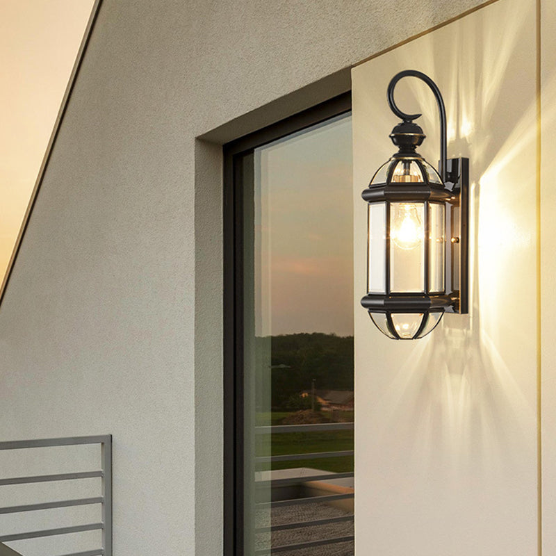 Round Cylinder Glass Copper Outdoor Light