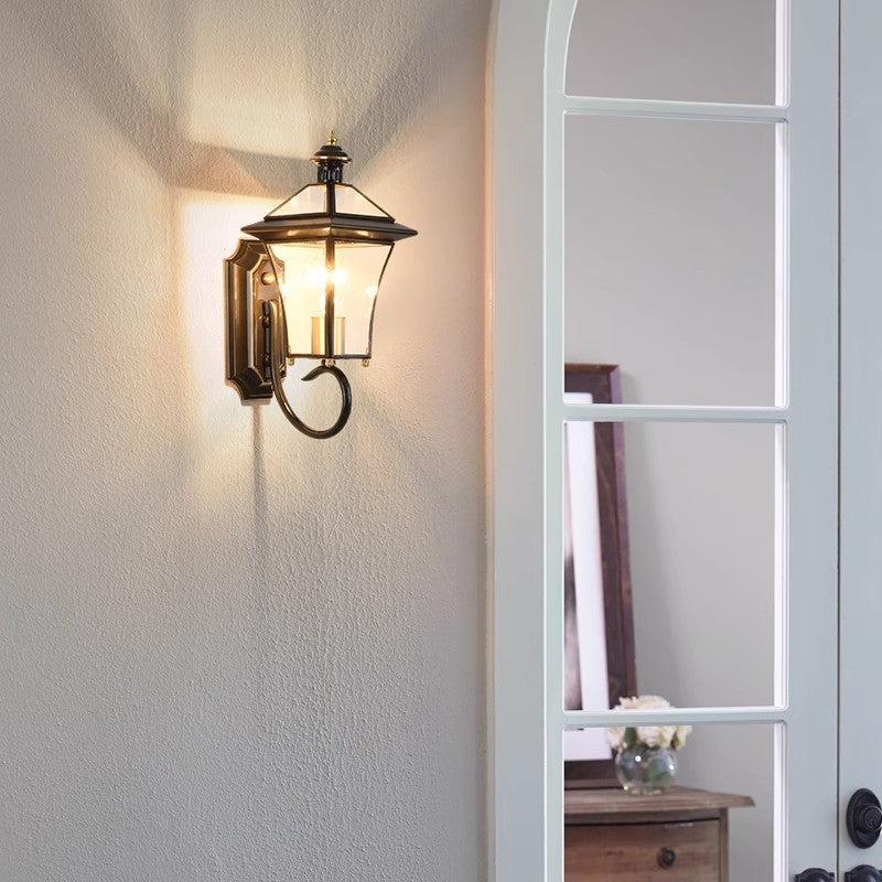 Room Square Glass Copper Outdoor Light