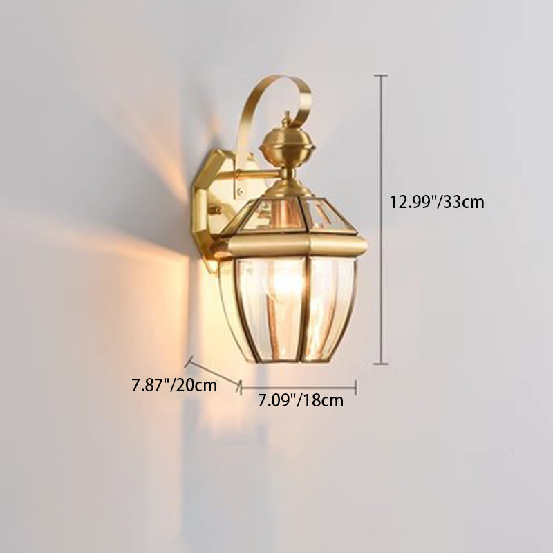 Room Square Glass Copper Outdoor Light