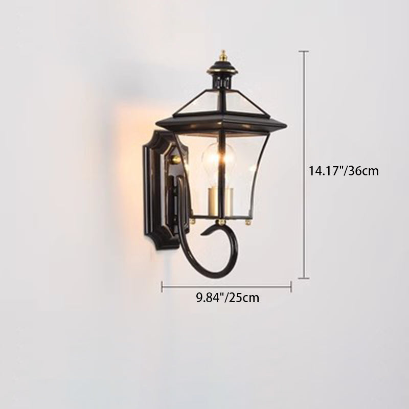 Room Square Glass Copper Outdoor Light