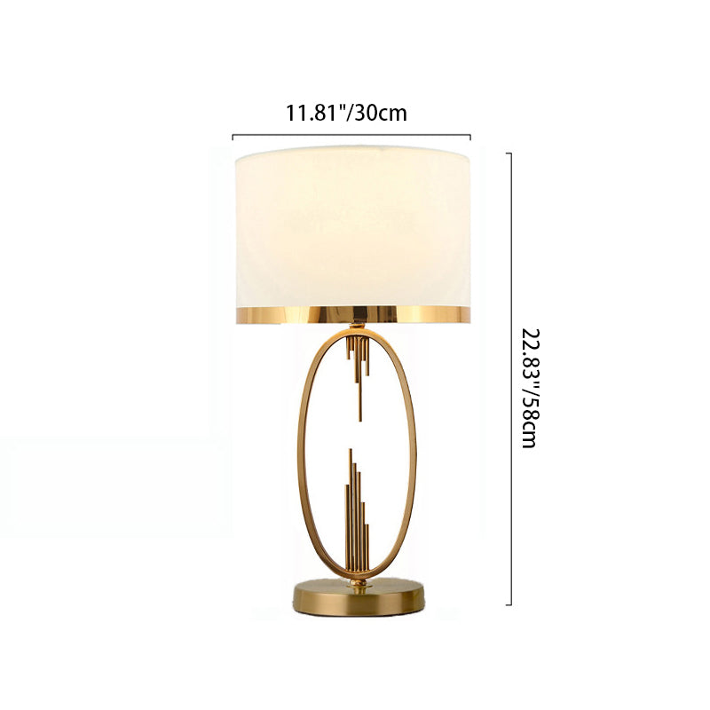 Round Column Fabric Iron Table Lamp