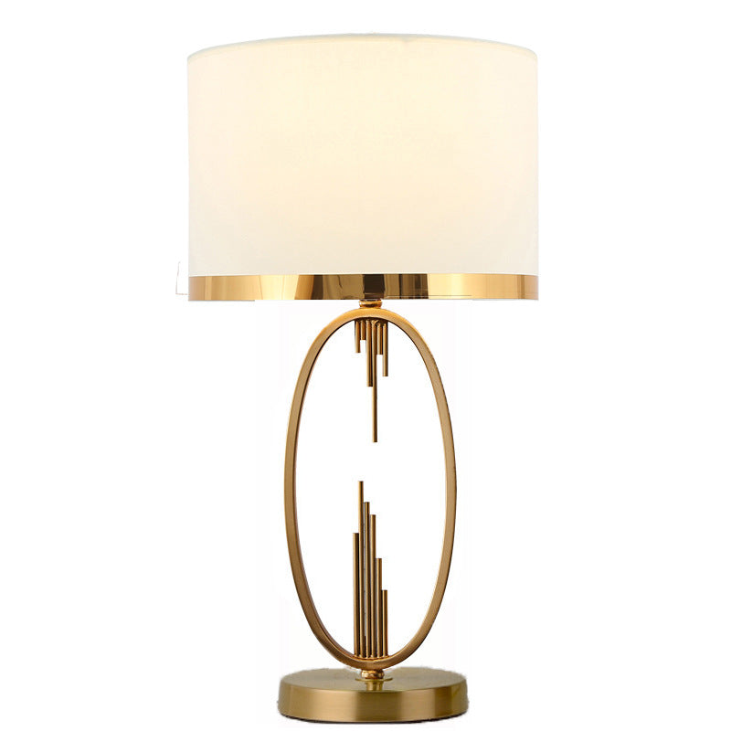 Round Column Fabric Iron Table Lamp