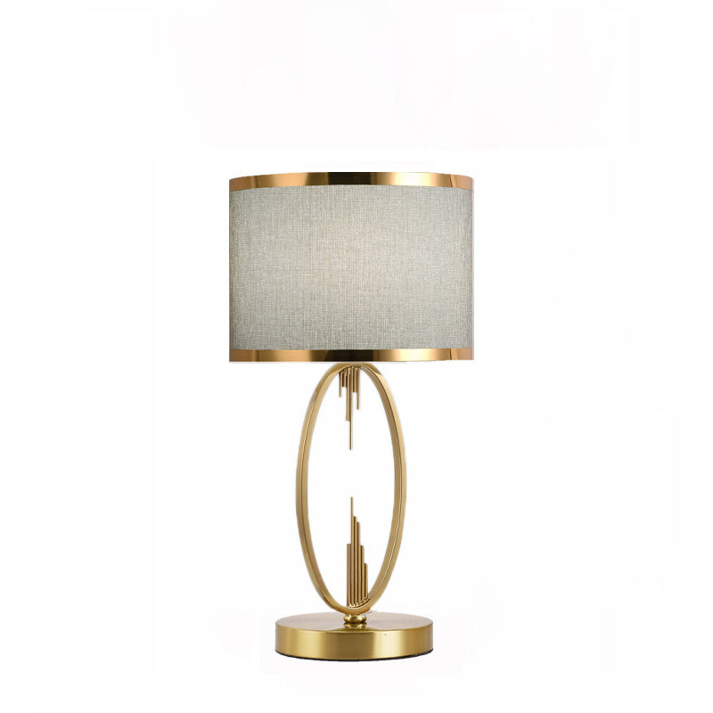 Round Column Fabric Iron Table Lamp