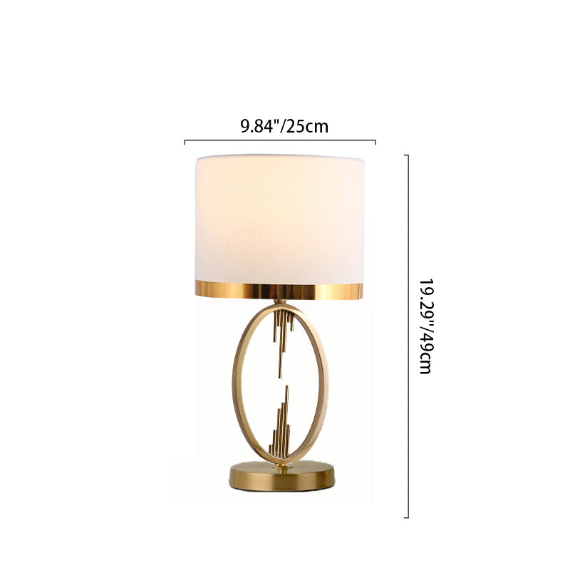 Round Column Fabric Iron Table Lamp