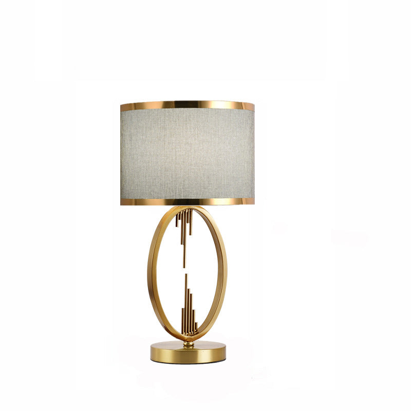 Round Column Fabric Iron Table Lamp