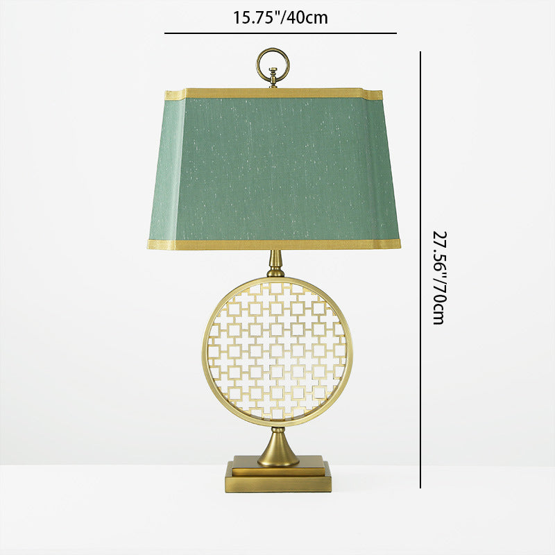 Square Round Fabric Metal Table Lamp