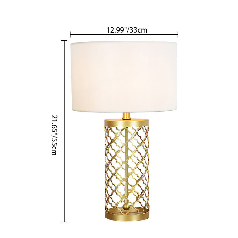 Round Cylinder Cutout Fabric Table Lamp