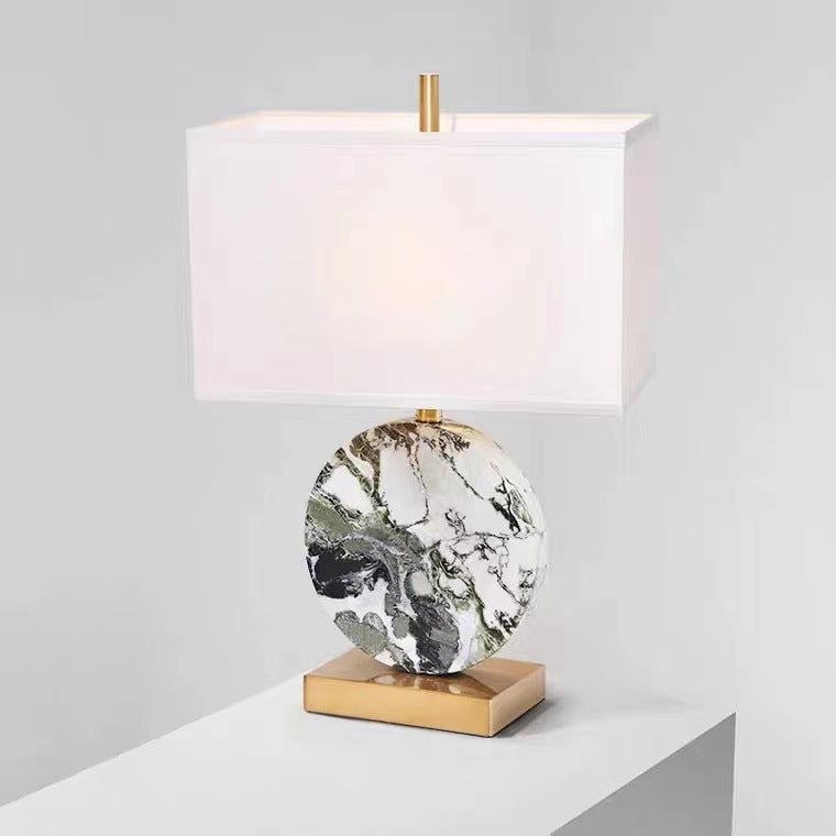 Square Round Fabric Marble Table Lamp