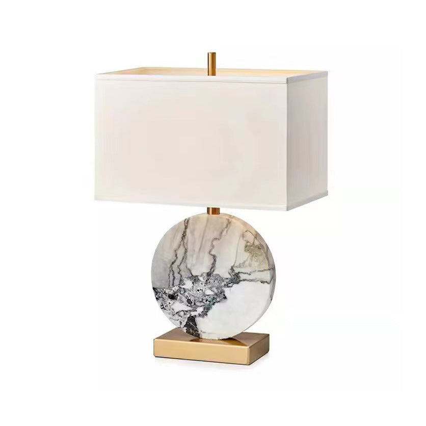 Square Round Fabric Marble Table Lamp