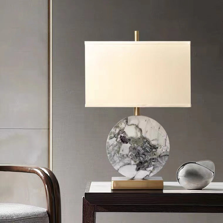 Square Round Fabric Marble Table Lamp