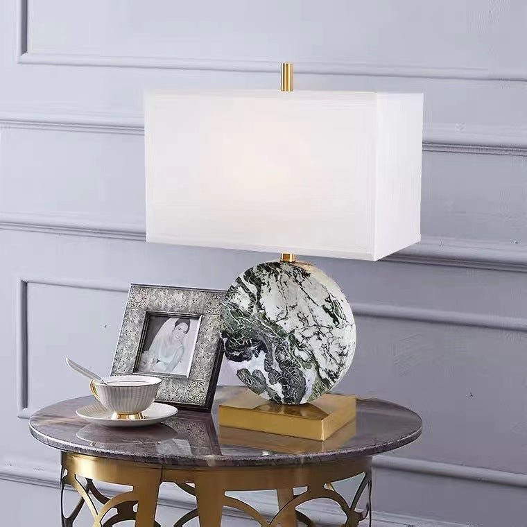 Square Round Fabric Marble Table Lamp