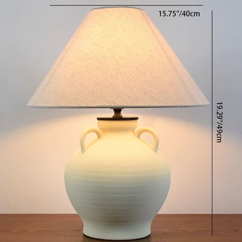 Tapered Round Fabric Ceramic Table Lamp