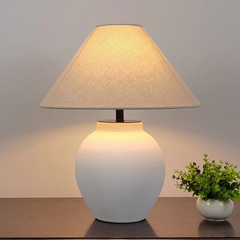 Tapered Round Fabric Ceramic Table Lamp